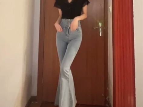 2021春夏新款水洗高腰牛仔裤女网红遮肉遮...