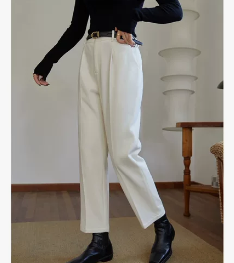 独束大码高腰显瘦直筒休闲裤女秋冬两种厚度烟...