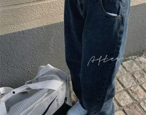 卤卤lulu2021年新款牛仔裤女直筒宽松...