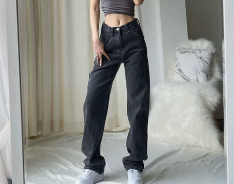 全新    新款烟灰色泫雅休闲高腰阔腿欧美...