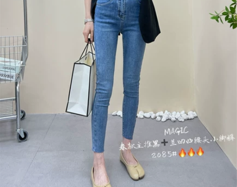 2022春新款弹力修身显瘦小脚九分裤女韩版...