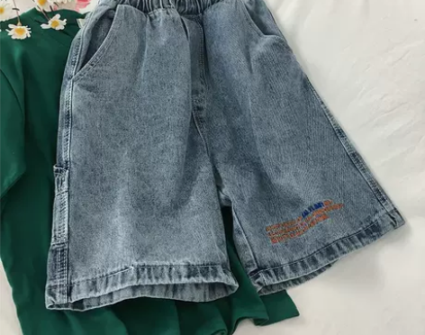 宽松大码阔腿牛仔短裤女夏季五分牛仔裤小个子...