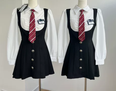 画解 校园小说女主 假两件连衣裙女秋学院风...