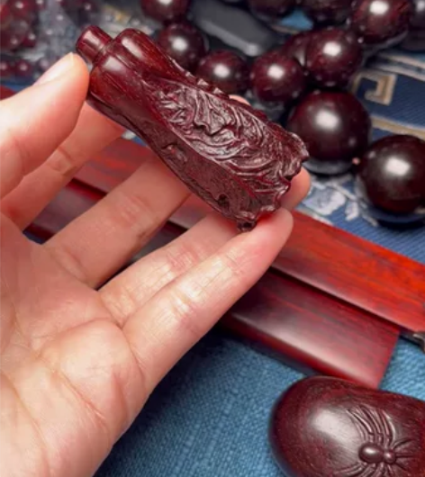 紫檀白菜手把件红木老料百财木雕工艺品把玩摆...