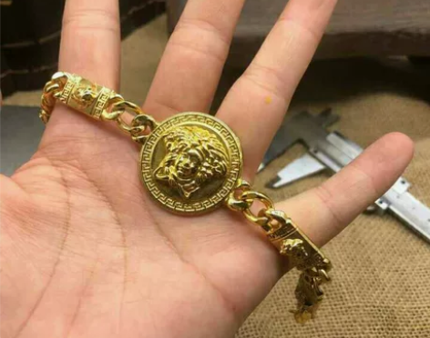 精品收藏18K鎏金草帽扣男女同款手链一条低...