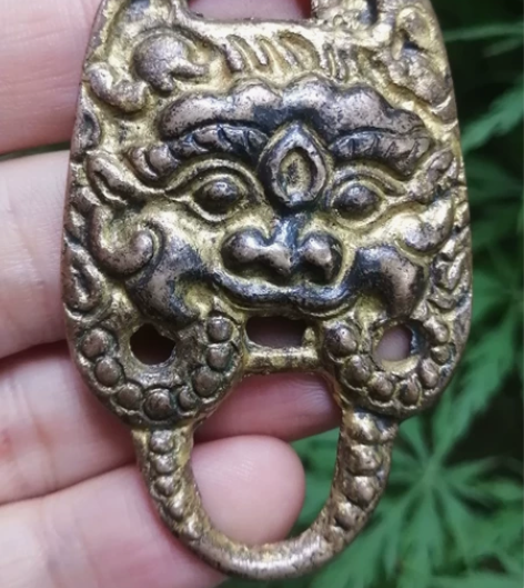 明代铜鎏金图海，龙虎斗只巴扎刀挂，高级别配...