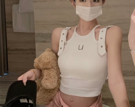 白色吊带背心女夏季新款辣妹小众甜酷设计感工...