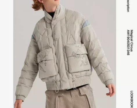 bosie冬季羽绒服男情侣短款潮流宽松白鸭...