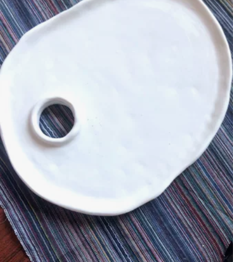 手捏微瑕疵不影响使用国画陶瓷纯白调色盘水果...