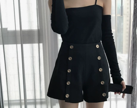 Surblue春夏季外穿高腰显瘦修身短裤女...