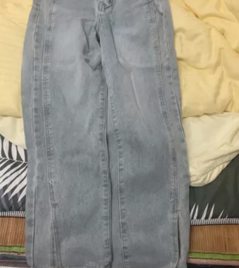 XS小个子开叉牛仔裤女夏季韩版设计感高腰宽...