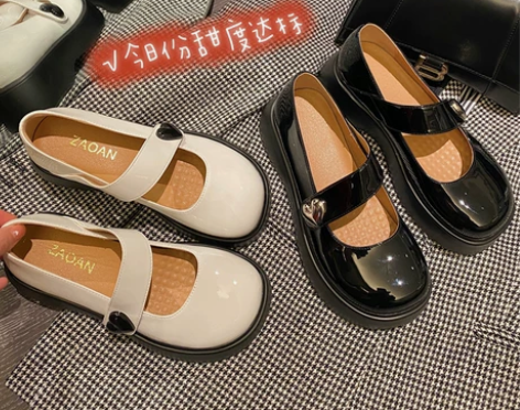 柚子糖浆~金属爱心玛丽珍鞋女2022春季新...