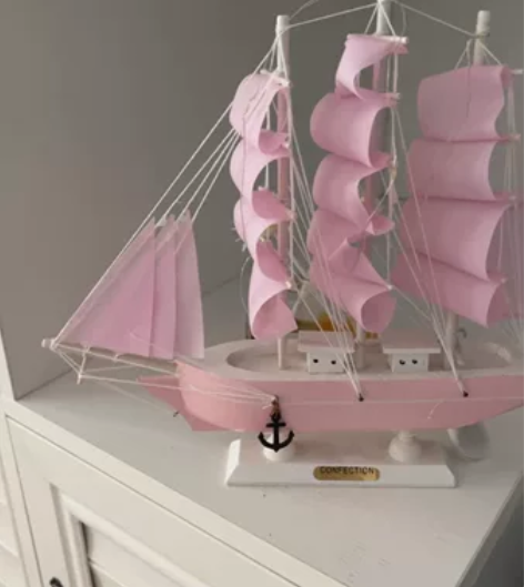 少女心一帆风顺帆船工艺品仿真实木小木船模型...