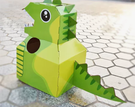 儿童可穿恐龙纸箱益智卡通手工拼装男孩女孩3...