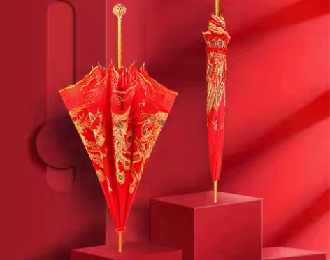 转卖婚伞中国风结婚红伞出嫁中式红色伞新娘出...