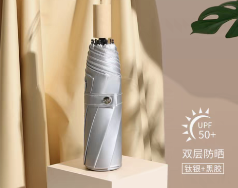 转卖双层钛银太阳伞超强防晒防紫外线黑胶折叠...