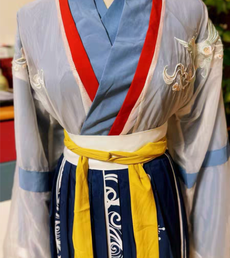 包邮魏晋风交领汉服三件套 湖蓝色交领里衣 ...