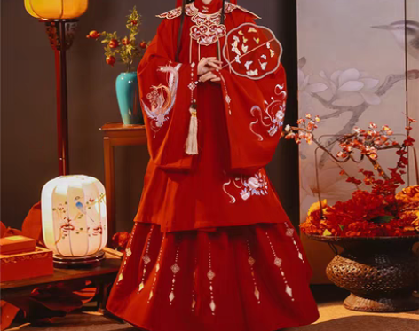 包邮【婚期】明制立领长衫日常云肩汉服女绣花...