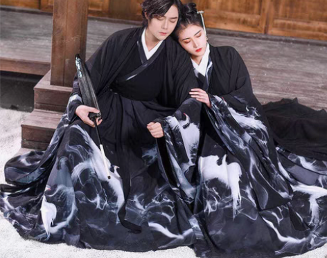 包邮情侣汉服交领对襟cp演出服汉服中国风男...