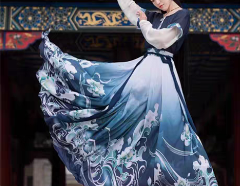 包邮如梦霓裳浮生梦浅蓝色下裙 全新 尺码1...