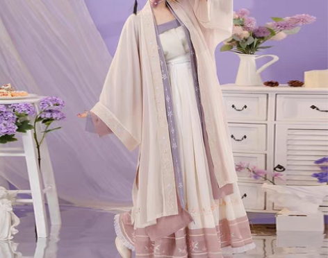 包邮清梳原创芳华宋制汉服女长褙子对襟长衫吊...