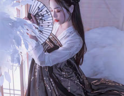 包邮艺缕黑云鹤 全套大袖衫汉服 上衣襦裙(...