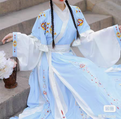 汉服 艺缕 芙蕖【一套】蓝色里衣+半袖+齐...