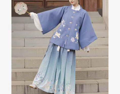 转卖喵蝶醉五五年汉服女明制秋冬毛呢方领半袖...