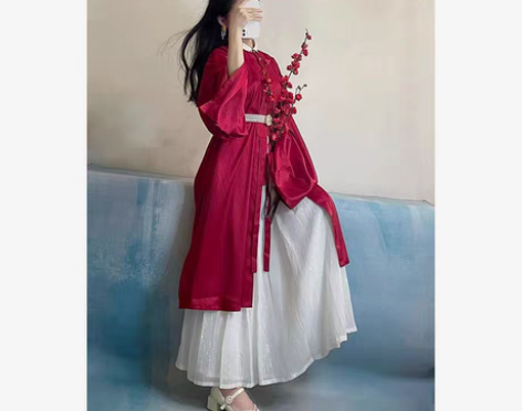 包邮【秋枫】五五年原创汉服女明制立领直袖对...