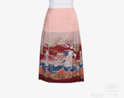 包邮七月夕橙花仙鹿明制绣花仿妆花中长马面改...