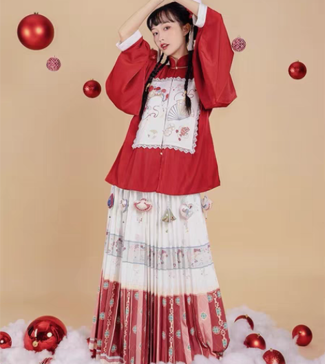 转卖七月夕 走秀款 绒果 袄裙立领短袄褶裙...