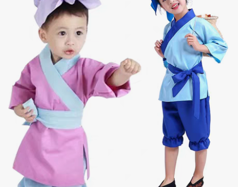 转卖六一儿童古装汉服小药童衣服锄禾演出服小...