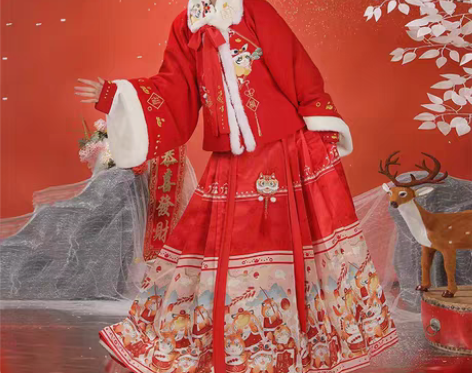 转卖汉旭萌虎添翼原创明制汉服女冬季马面裙加...
