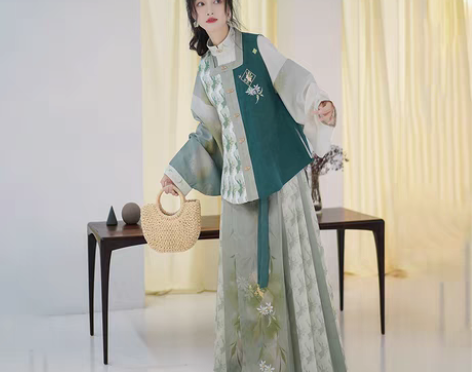 转卖柒邑原创汉服女明制马面裙【竹菊兔兔茶】...