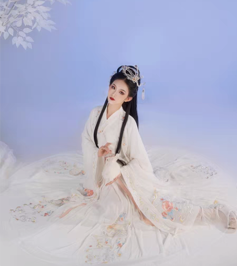 包邮柒邑原创汉服女凤鸾缔对襟交领齐腰大袖衫...