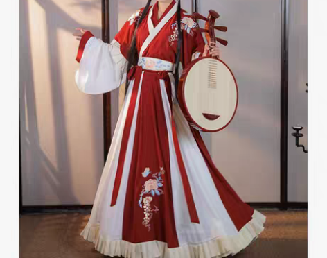 转卖柒邑原创阑珊汉服女晋制交领半袖齐腰襦裙...