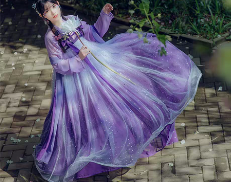 转卖千韵岗 辰莲鱼梦 紫色 两片式齐胸襦裙...