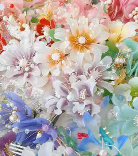 料器发簪 老料器花 发饰 汉服古风旗袍lo...