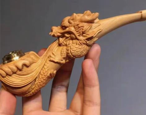 包邮新品太行崖柏·龙·烟斗，尺寸：长13x...