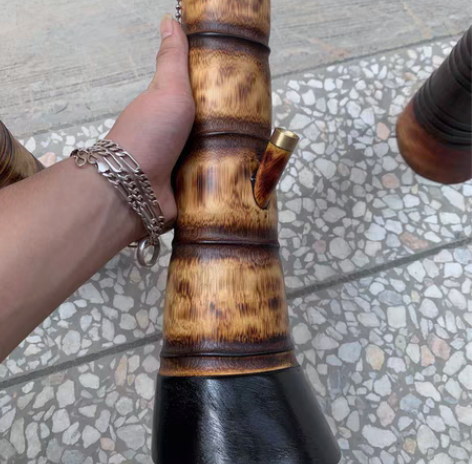 包邮竹子水烟筒车载便携短款玉石口水烟具实木...