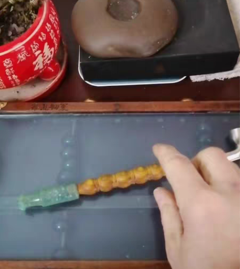 包邮大号白铜烟锅老烟杆一枚，老雪花琉璃烟嘴...