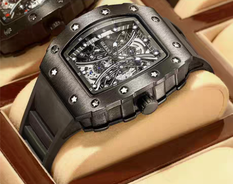 转卖瑞士正品理查德手表男士镂空酒桶型机械表...