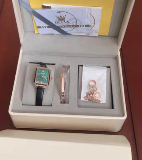 包邮欧利时小绿表套盒孔雀绿方表手镯项链 公...