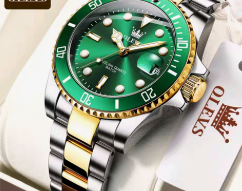 包邮欧利时品牌手表跨境外贸劳夜光防水力士绿...