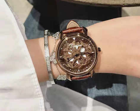 转卖时来运转手表女网红镂空腕表真皮潮流时尚...