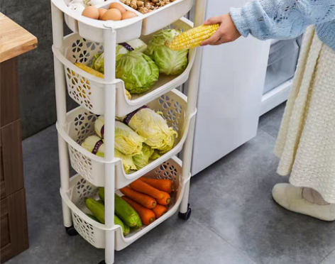 转卖厨房收纳神器水果蔬菜置物架落地多层储物...