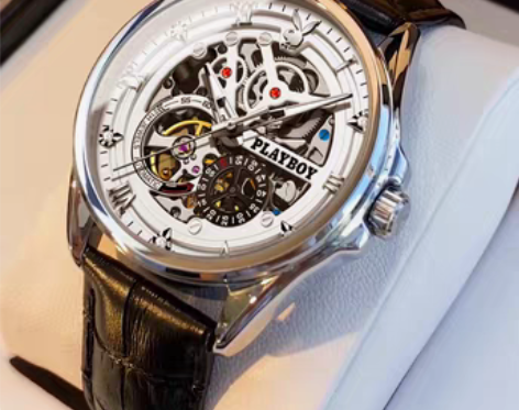 转卖新款正品花花公子男士手表男款镂空全自动...