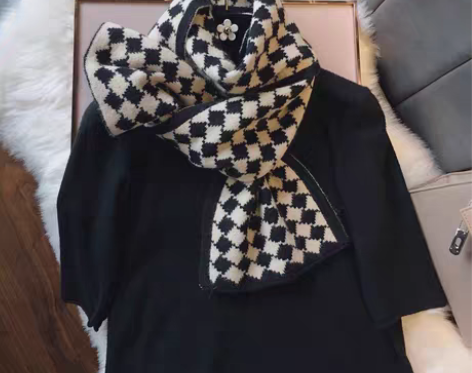 转卖法国2022洋气百搭气质拼色菱格双面秋...