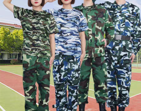 转卖新款迷彩服套装男军训服海蓝男女学生军训...