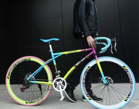 转卖公路自行车赛车死飞变速实心胎活飞弯把超...